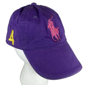 Ralph Lauren Fragrances Purple Hat Sporty Cap Big Pink Pony Strap Back Yellow #4